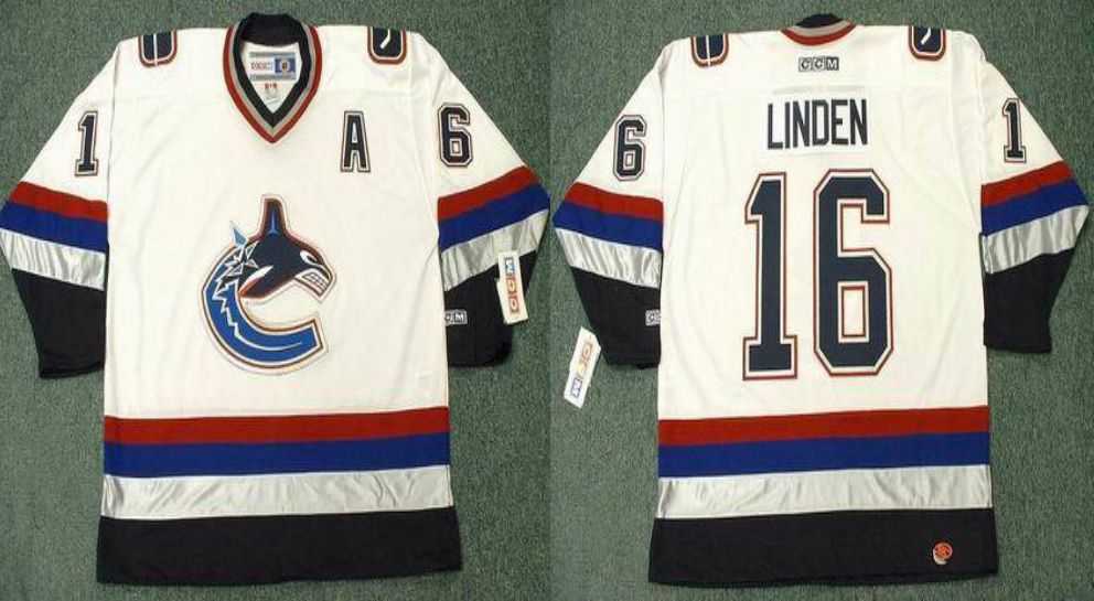 2019 Men Vancouver Canucks 16 Linden White CCM NHL jerseys